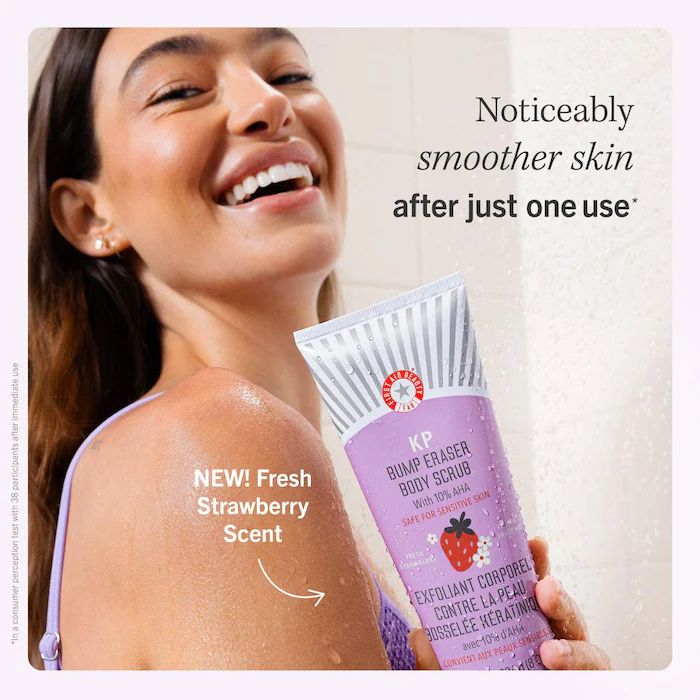 First Aid Beauty KP Bump Eraser Body Scrub with 10% AHA –  Fresh Strawberry
